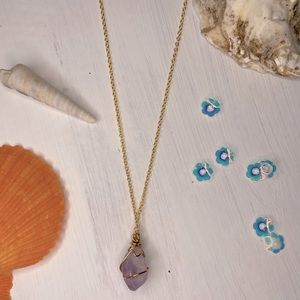 amethyst yellow gold filled long necklace